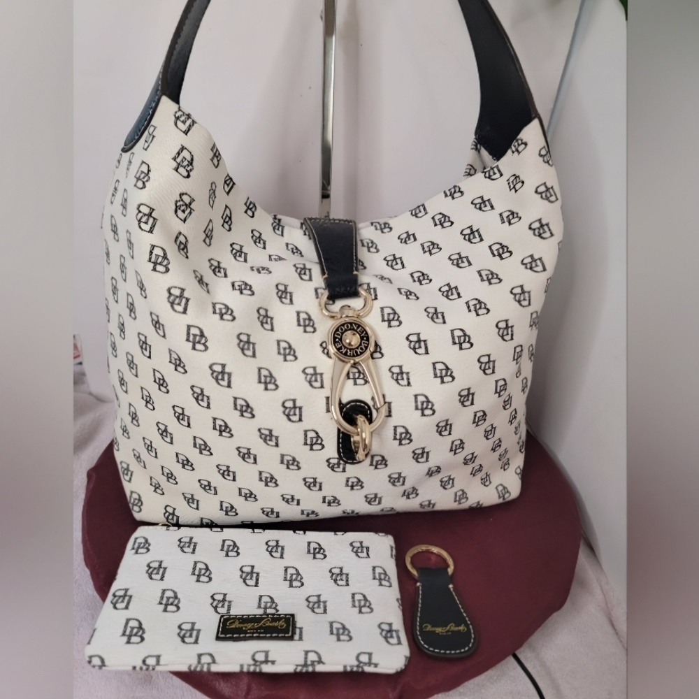 Dooney & Bourke Canvas/Leather Logo Lock Shoulder Bag/with shown Accessories